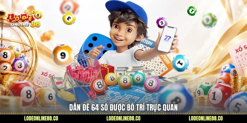 Dàn đề 64 số được bố trí trực quan 